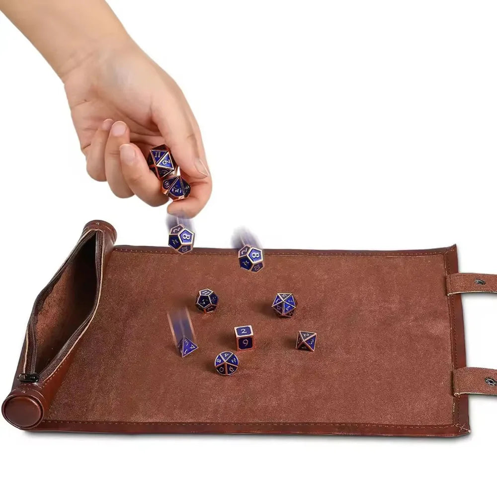 Zippered Dice Tray & Rolling Mat - PU Leather Travel Dice Holder