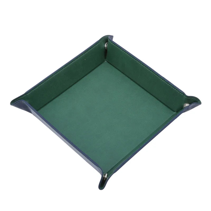 Folding Hexagon Dice Tray - PU Leather & Velvet Rolling Tray