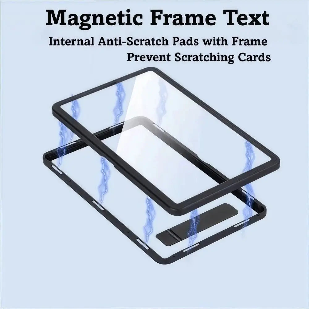 2-in-1 PSA/CGC Graded Card Protective Box with Stand Transparent Metal Magnetic Case Double-sided Glass UV Protection
