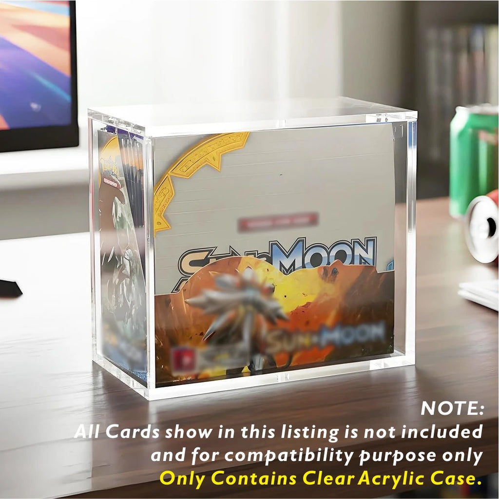Acrylic Booster Box Case with Magnetic Lid, Clear Display Case for English Booster Boxes, Dustproof, 5mm Thick Protector