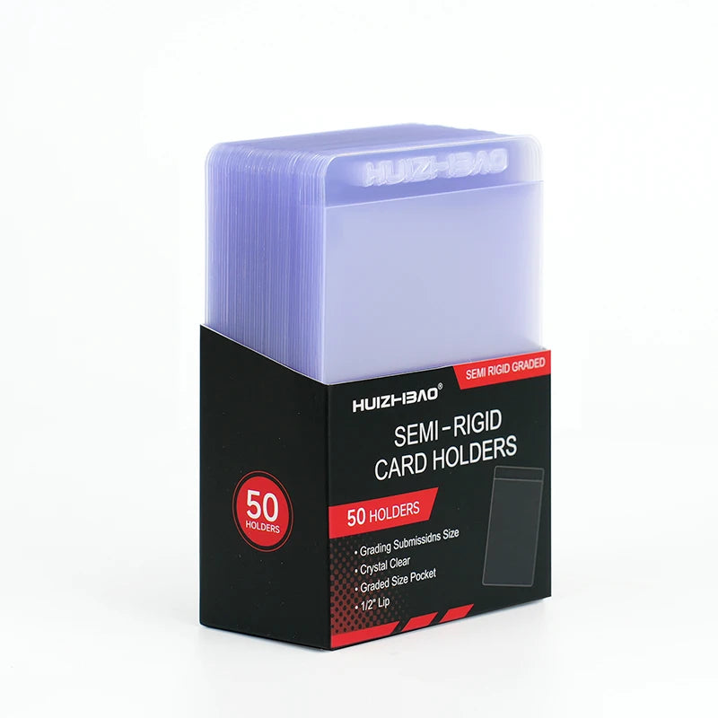 50pcs Semi Rigid Card Holders -  Sleeves Fit Standard Grading Cards Baseball Cards for Graded Card Submittions Thicker material