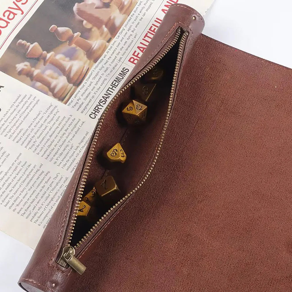 Zippered Dice Tray & Rolling Mat - PU Leather Travel Dice Holder