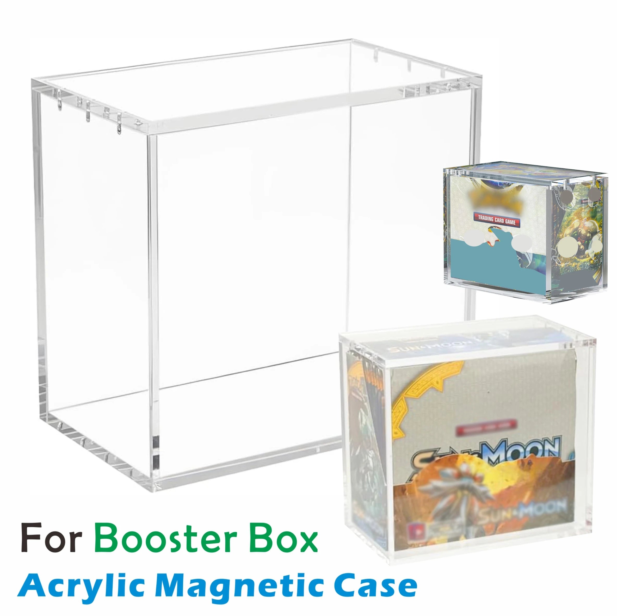Acrylic Booster Box Case with Magnetic Lid, Clear Display Case for English Booster Boxes, Dustproof, 5mm Thick Protector