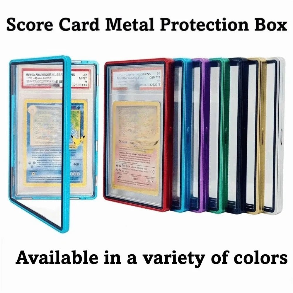 2-in-1 PSA/CGC Graded Card Protective Box with Stand Transparent Metal Magnetic Case Double-sided Glass UV Protection
