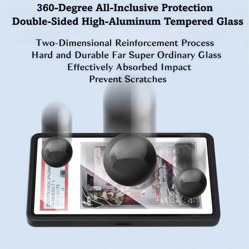 2-in-1 PSA/CGC Graded Card Protective Box with Stand Transparent Metal Magnetic Case Double-sided Glass UV Protection