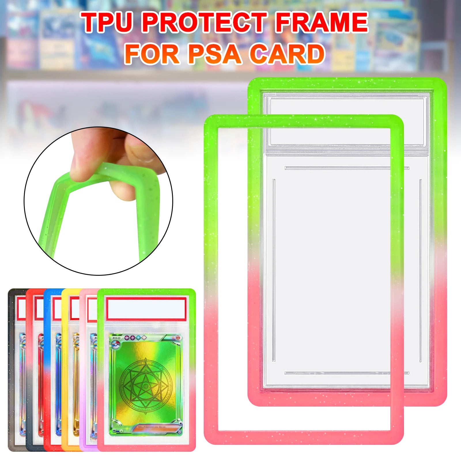 6PCS FIT for-PSA Graded Card cover TPU Bumper Gradient HighQuality Protector CASE PREMIUM Slab Guard dual color gradient glitter