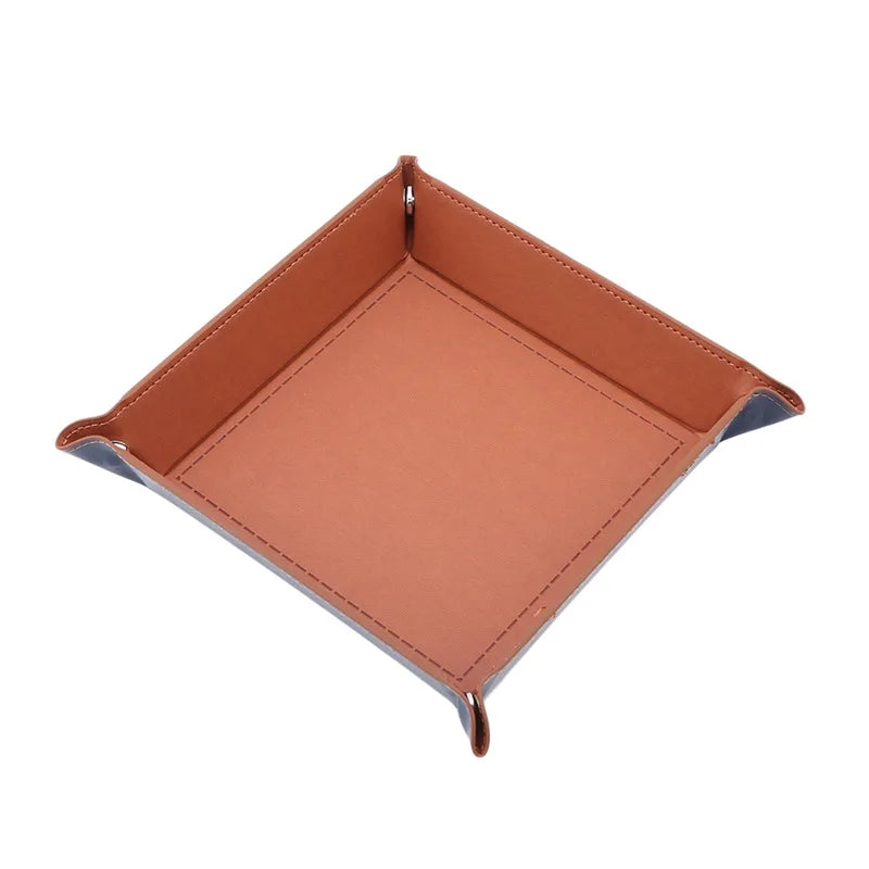 Folding Hexagon Dice Tray - PU Leather & Velvet Rolling Tray