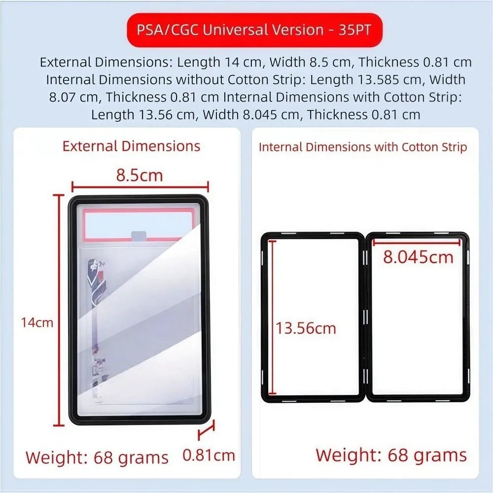 2-in-1 PSA/CGC Graded Card Protective Box with Stand Transparent Metal Magnetic Case Double-sided Glass UV Protection