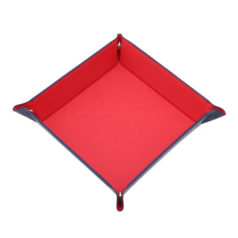 Folding Hexagon Dice Tray - PU Leather & Velvet Rolling Tray