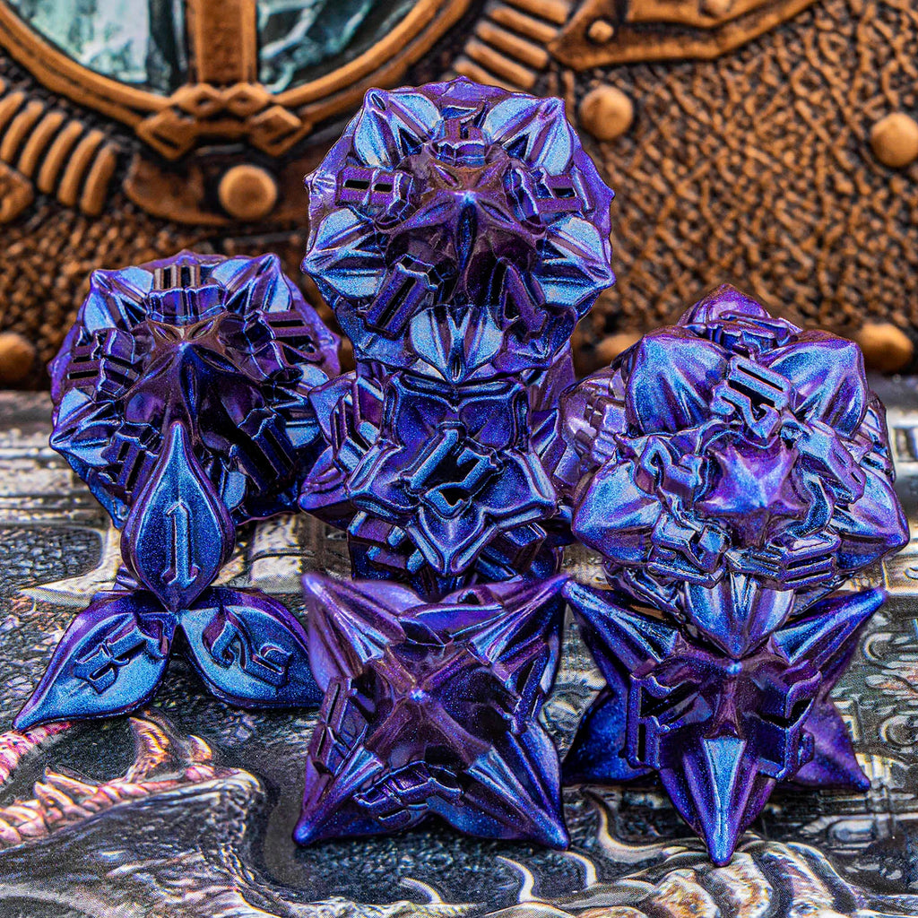 Metal Dice Set - 7pc Dragon Polyhedral Dice for MTG, D&D & RPG