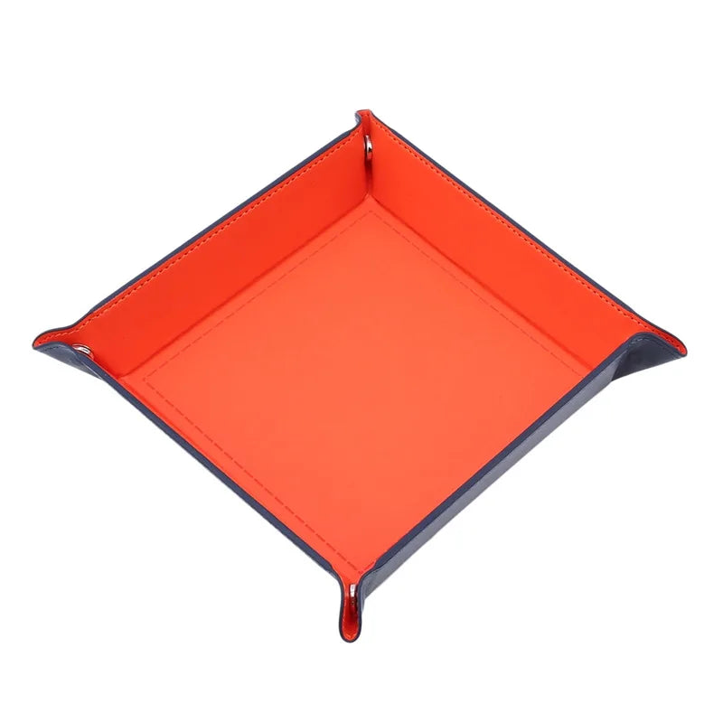 Folding Hexagon Dice Tray - PU Leather & Velvet Rolling Tray