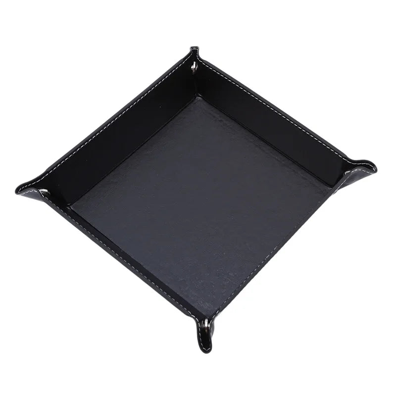 Folding Hexagon Dice Tray - PU Leather & Velvet Rolling Tray