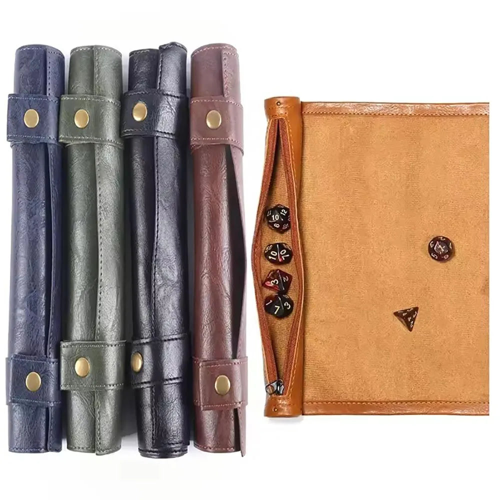 Zippered Dice Tray & Rolling Mat - PU Leather Travel Dice Holder