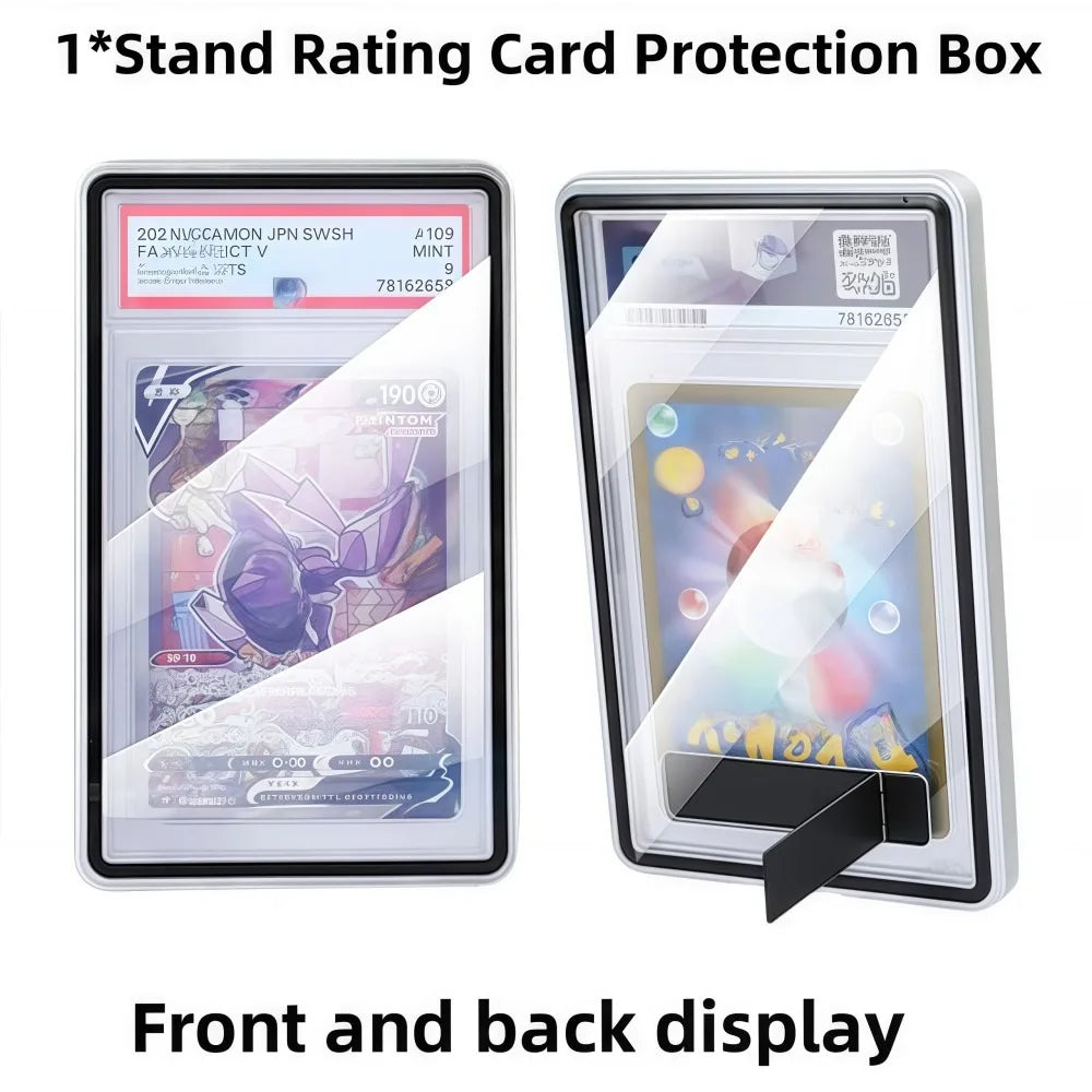 2-in-1 PSA/CGC Graded Card Protective Box with Stand Transparent Metal Magnetic Case Double-sided Glass UV Protection