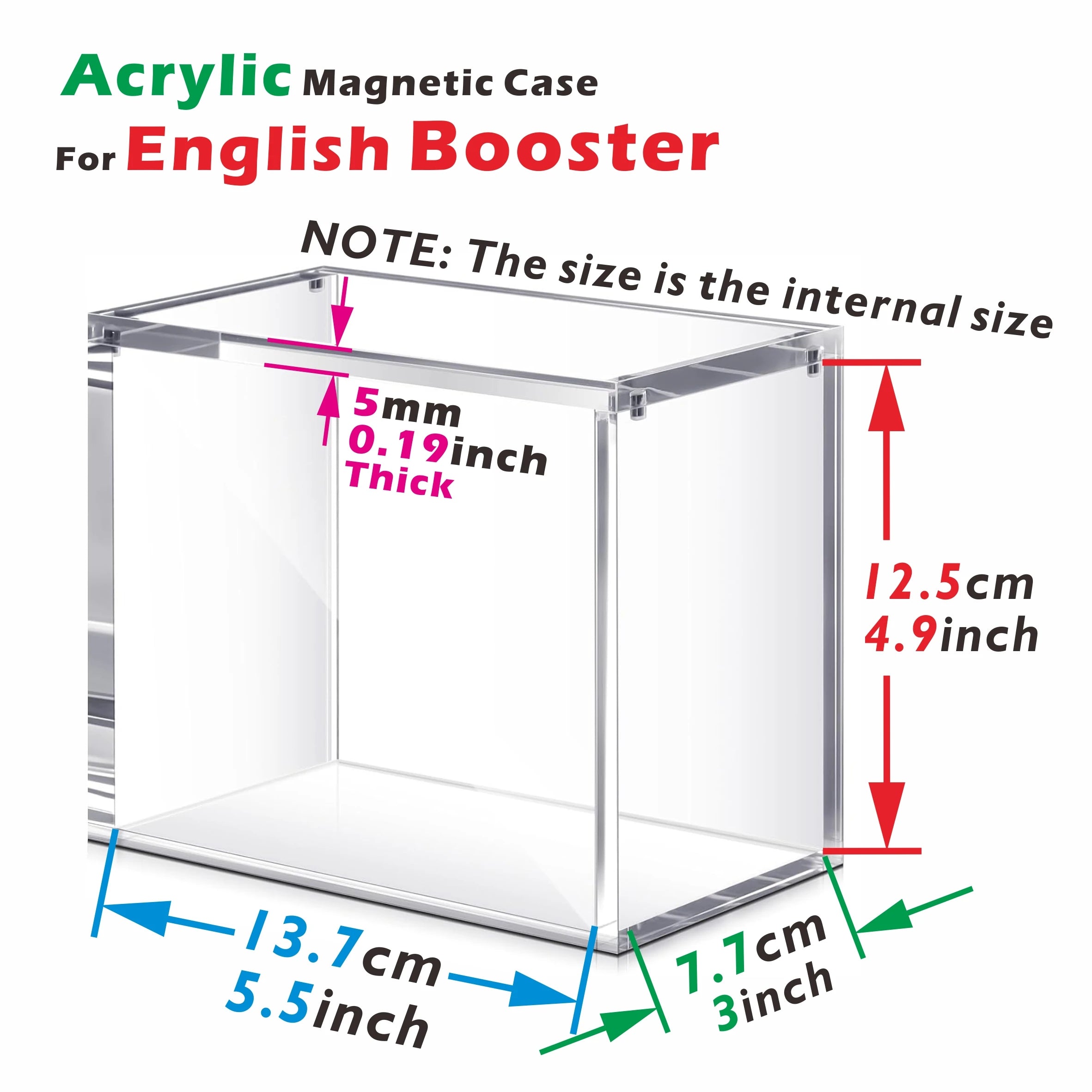 Acrylic Booster Box Case with Magnetic Lid, Clear Display Case for English Booster Boxes, Dustproof, 5mm Thick Protector