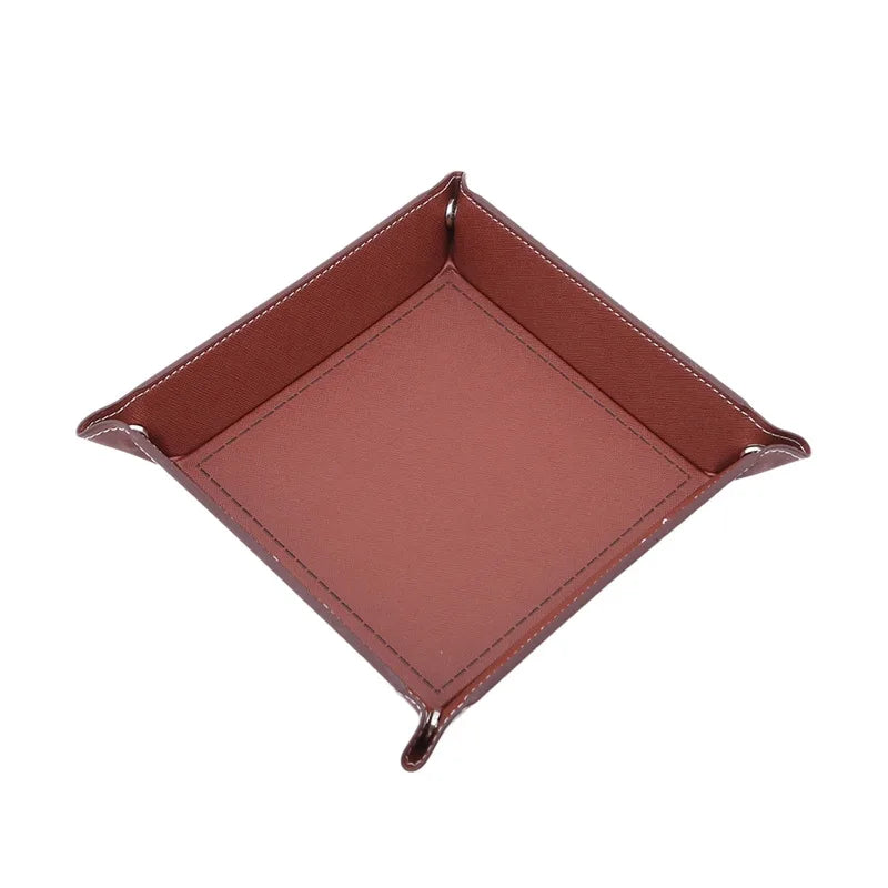 Folding Hexagon Dice Tray - PU Leather & Velvet Rolling Tray