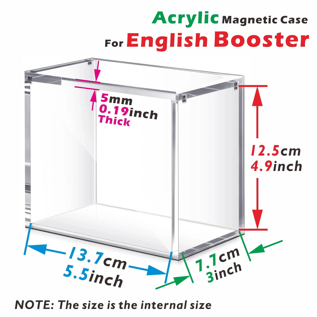 Acrylic Booster Box Case with Magnetic Lid, Clear Display Case for English Booster Boxes, Dustproof, 5mm Thick Protector
