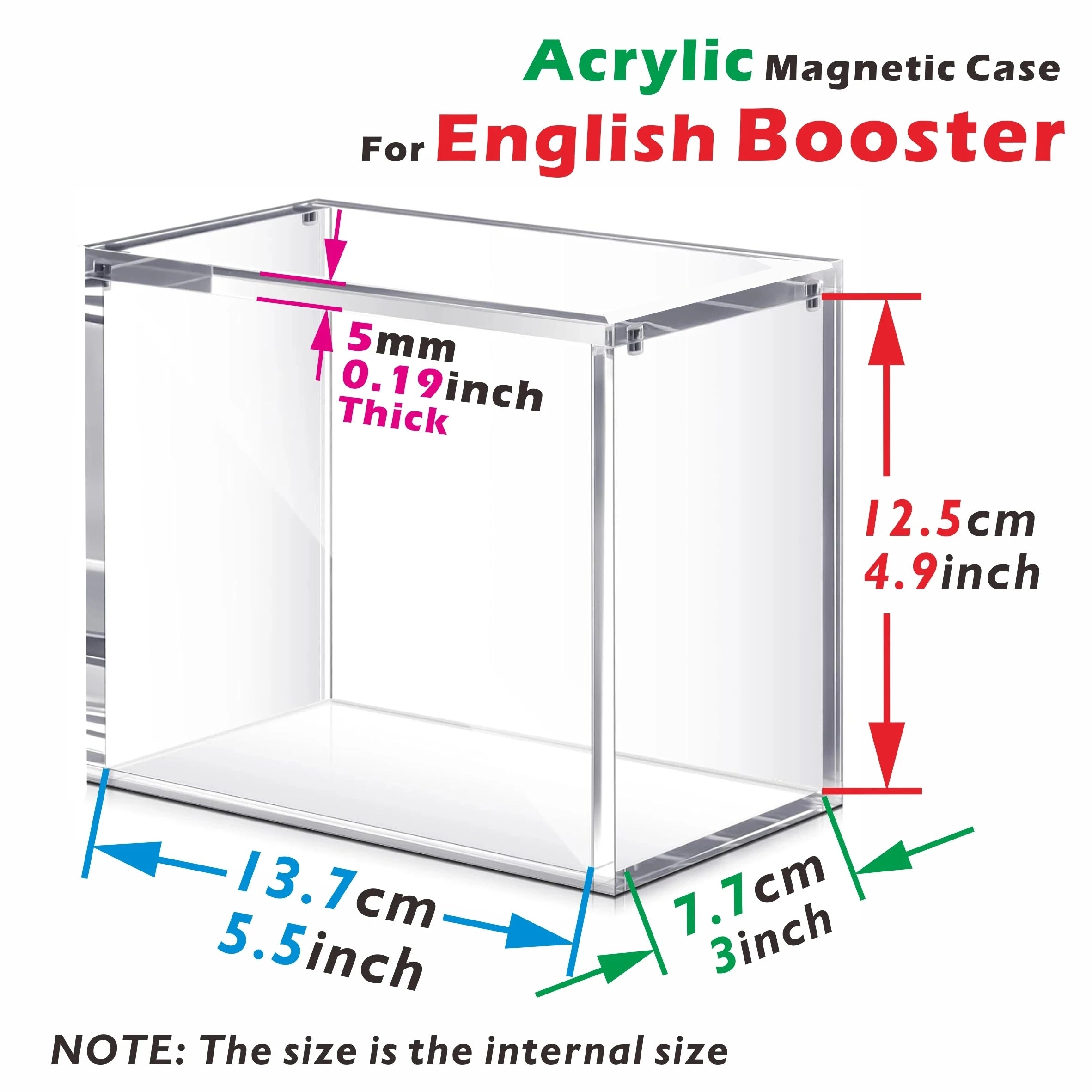 Acrylic Booster Box Case with Magnetic Lid, Clear Display Case for English Booster Boxes, Dustproof, 5mm Thick Protector