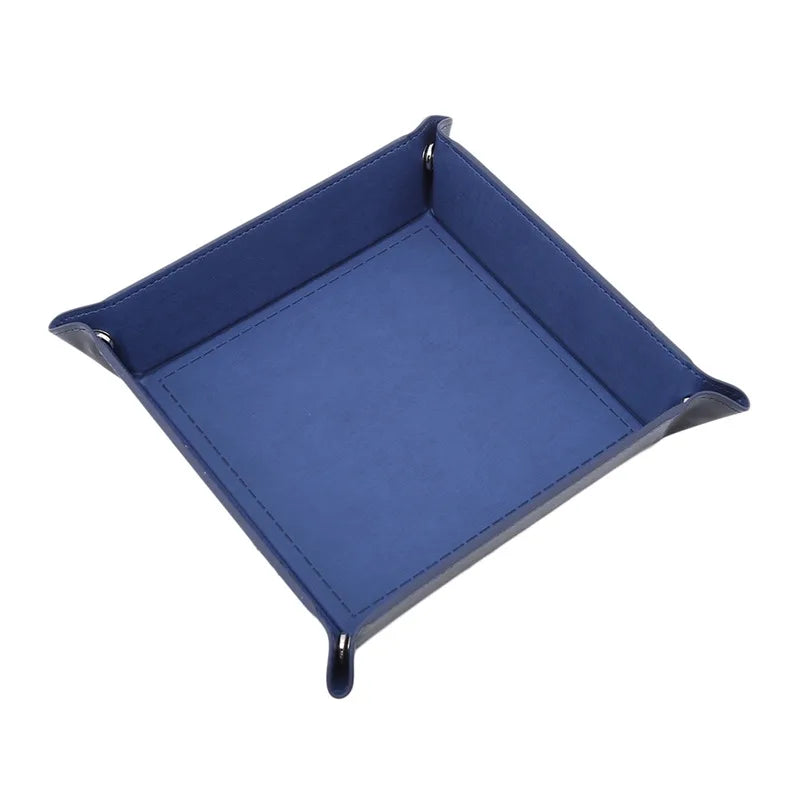 Folding Hexagon Dice Tray - PU Leather & Velvet Rolling Tray
