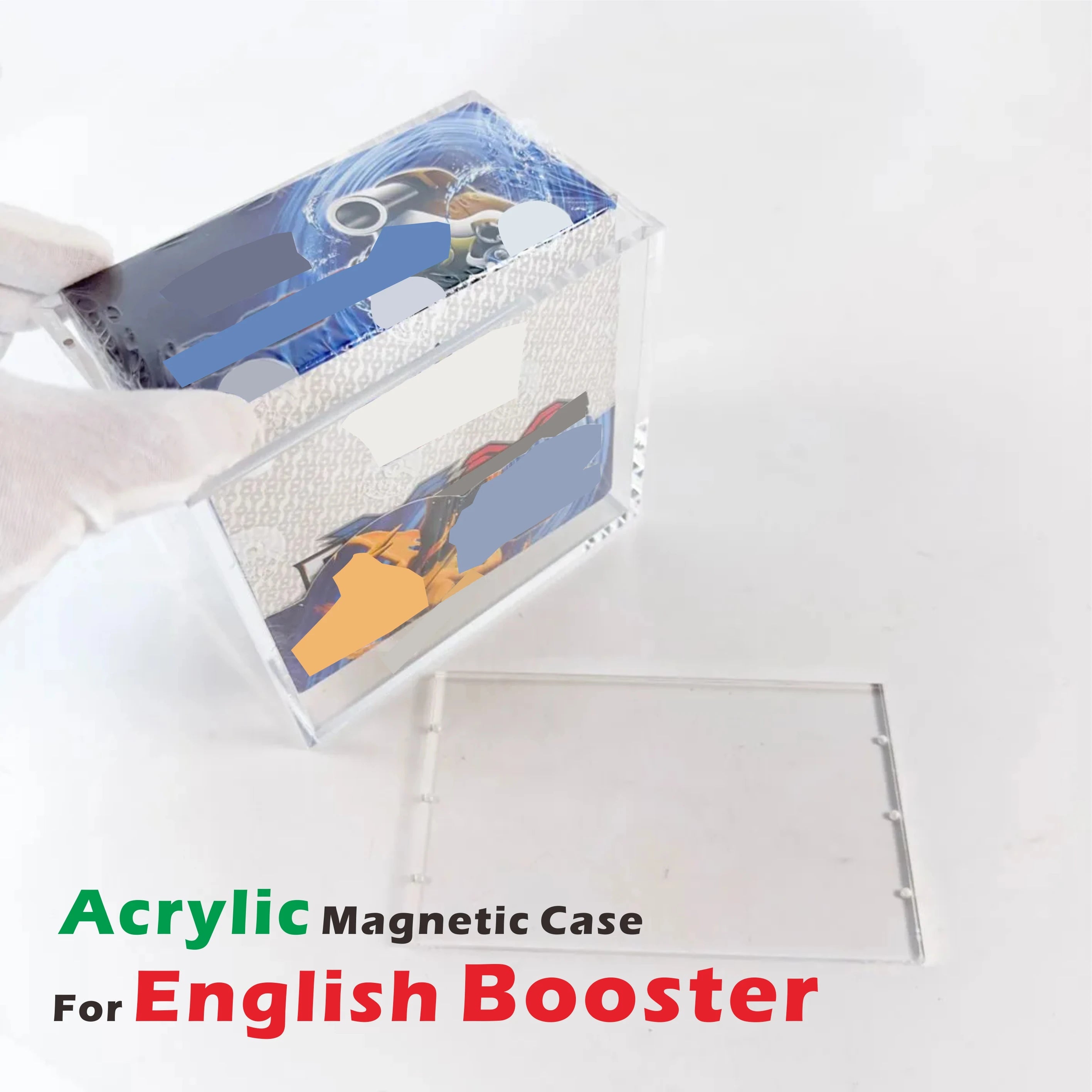 Acrylic Booster Box Case with Magnetic Lid, Clear Display Case for English Booster Boxes, Dustproof, 5mm Thick Protector